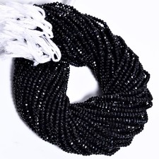 Natural Black Tourmaline Gemstone Round Faceted Beads 4 mm Strand 12.5" UGB-545