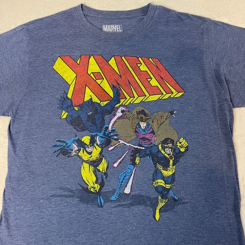 Vintage X-Men T-Shirt Adult XL Marvel '97 Jim Lee Comic Book Blue Tee
