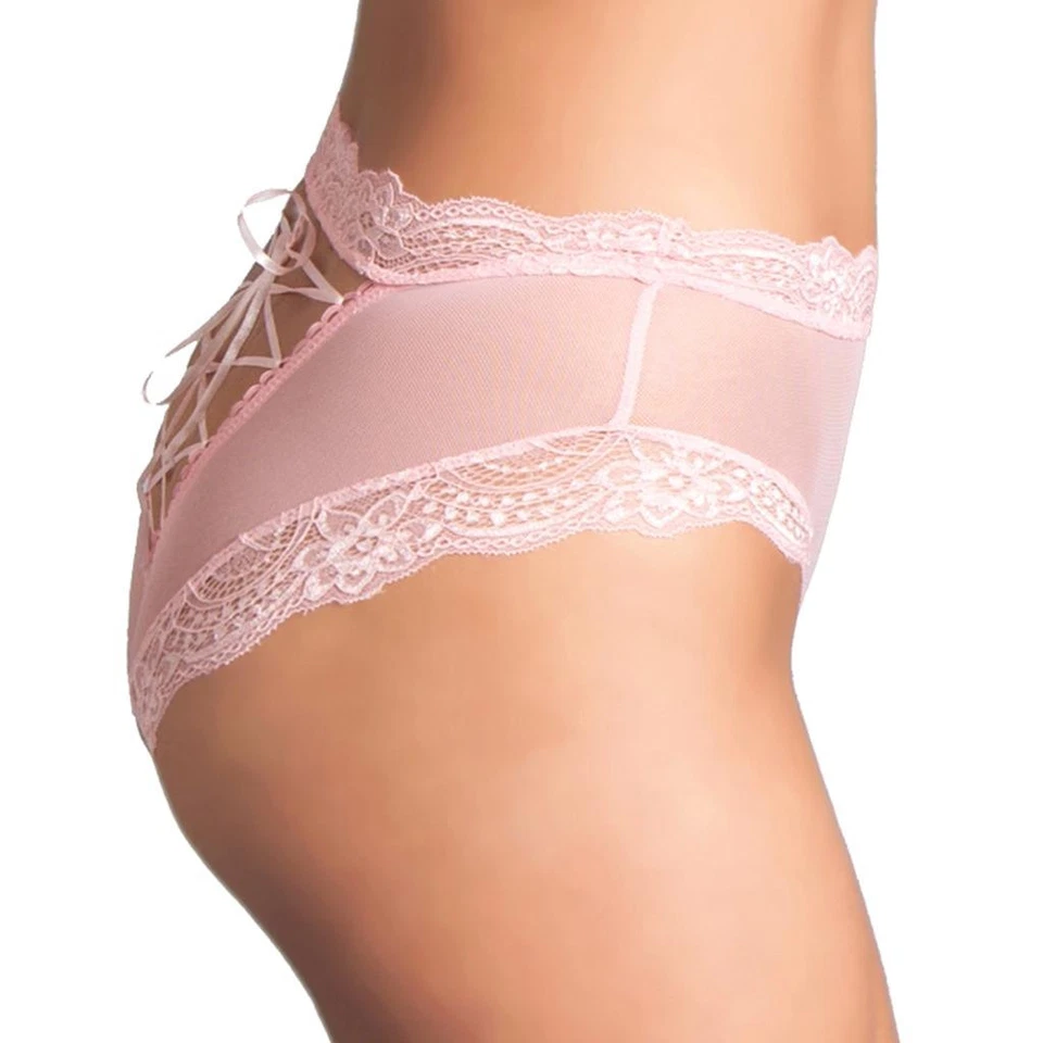 Bragas con cordones peek a Boo malla transparente abiertas rosa caramelo 1780 medianas Foto 3 de 4