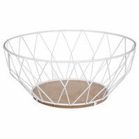 5Five Simply Smart Aufbewahrungskorb Losange, Obstkorb, Metall, Mdf, Weiß, 28 Cm