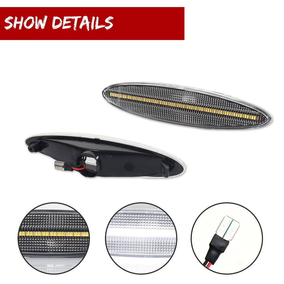 For Lexus SC430 2002-2010 Clear White LED Front / Rear Side Marker Signal Lights - Image 3 of 4