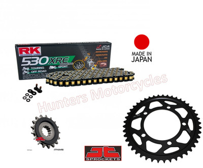 BMW S1000RR Black & Gold RK X-Ring (Japanese) Chain & JT Black Sprocket Kit