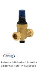 Reliance RWC 22mm Easiset 320 Domestic Pressure Reducing Limiting Valve 45°C New