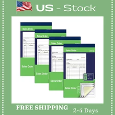 4 Pack Receipt Book, 4.17Inx7.2In Receipt Book with Carbon Copies, 2-Part Carbon
