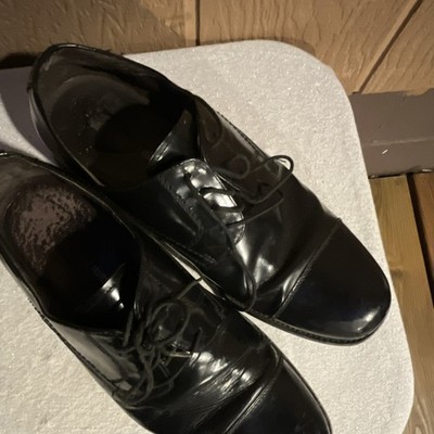 Murphy Black Leather Oxford Dress Shoes Lace Up Cap Toe Round Toe Rubber Men
