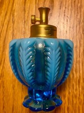 Vintage Fenton DeVilbiss Blue Opalescent Scro...