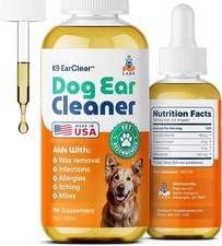Ear Clear Natural Dog Ear Cleaner and Infection Treatment for Dogs - 1 oz Bottle