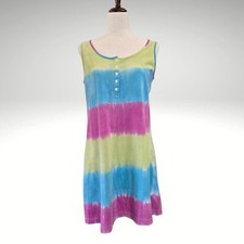 Tie Dye Womens Sz M Dress Tank Top Sleeveless Vibrant Casual Kidcore Colorful