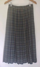 Vintage 1980s Lloyd New York Pleated Plaid Maxi Skirt Size 8 Green Tartan ILGWU