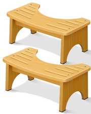 Bamboo Toilet Stool Squat Adult, Wood Squatting Potty for Adults, Dual Non-Sl...