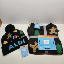 Aldi Gear Holiday  Men's Large Christmas Pajamas  &  Beanie  Limited Edition '24