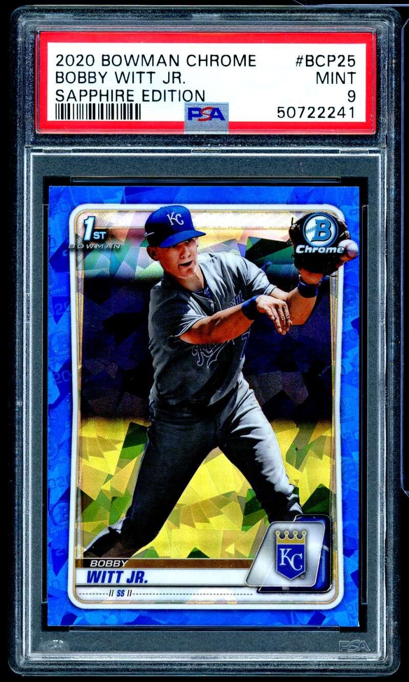 Bobby Witt Jr. Rookie Card 2020 Bowman Chrome Sapphire Edition #BCP25 PSA 9