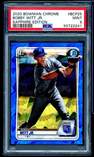 Bobby Witt Jr. Rookie Card 2020 Bowman Chrome Sapphire Edition #BCP25 PSA 9