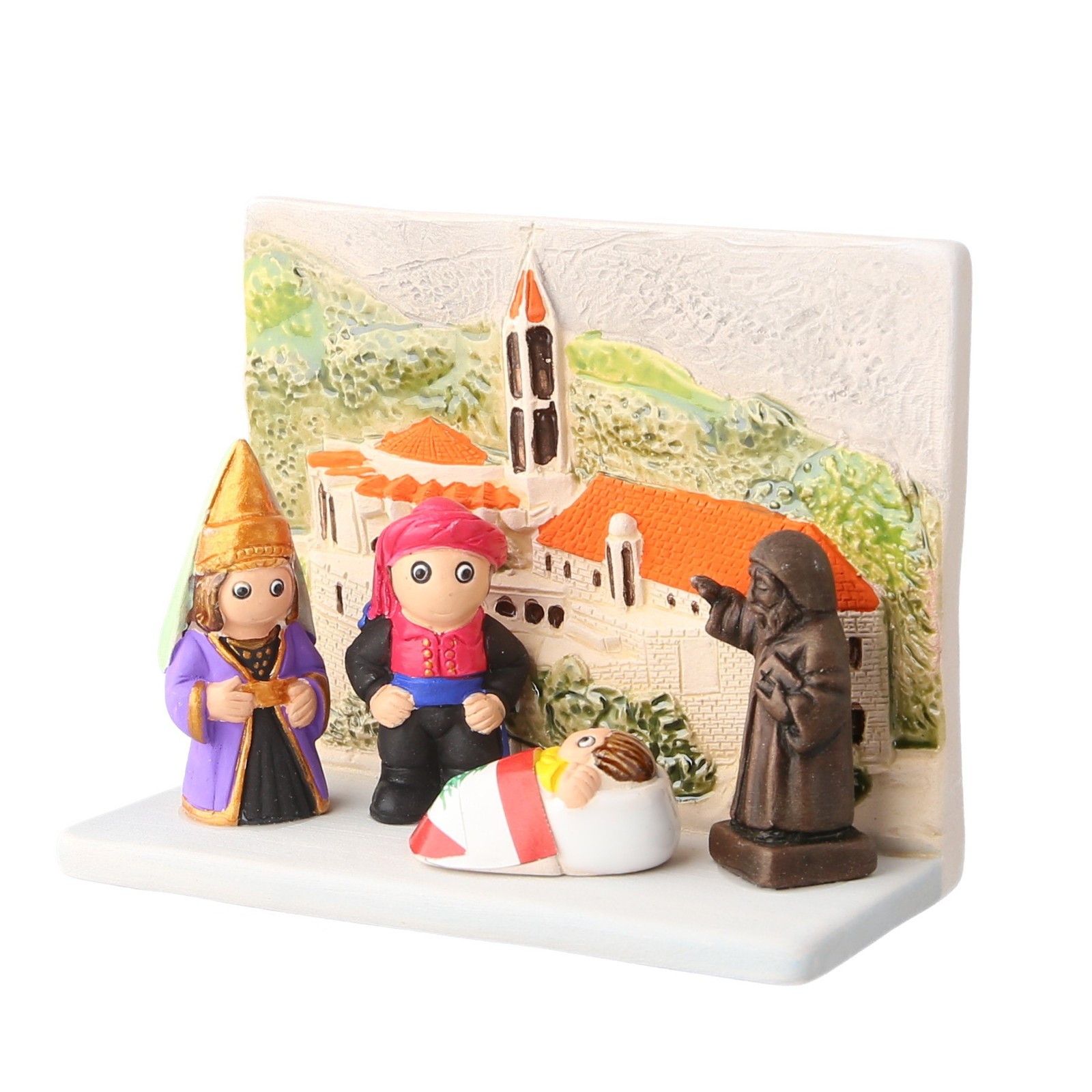 Crèche du Liban en céramique 8x7cm blanche pour collectionneurs - 3