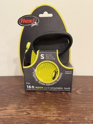 Flexi Classic S Retractable Dog Leash Cord 5m Neon Reflective Small