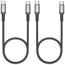 Short USB C to C Cable 1.5FT 2Pack, 60W Fast Charging Type C Charger.