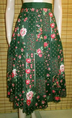 BUNT GEMUSTERTER TRACHTENROCK - SPITZE - COTTON - VINTAGE - GR. 50