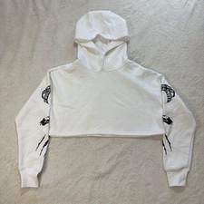 Alphalete Womens Size XS White Crop Top Hoodie Sweatshirt Gym Athleisure Workout