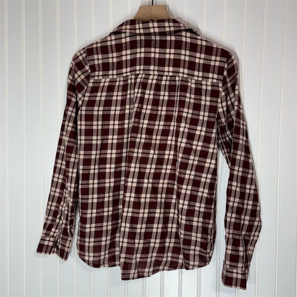 Camisa a Cuadros Madewell para Mujer S Borgoña Crema Cuadros Algodón Con Botones Grunge Foto 3 de 4