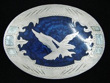 RH11129 VINTAGE 1970s AMERICAN BALD EAGLE SOUTHWESTERN DESIGN BELT BUCKLE