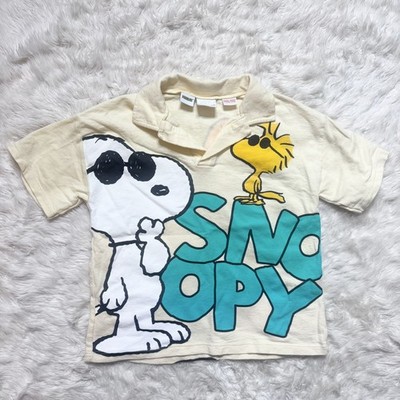 Zara Snoopy Peanuts Kids Yellow Polo Short Sleeve Shirt Top - Sz 4-5 Years 4T 5T