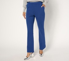 Isaac Mizrahi Live Women's Petite Pants PL Sublime Ponte Bootcut Blue A671298