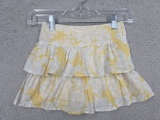 Janie  Jack Skirt Size 4 Tiered Yellow White Floral Print Layered Cotton Spring