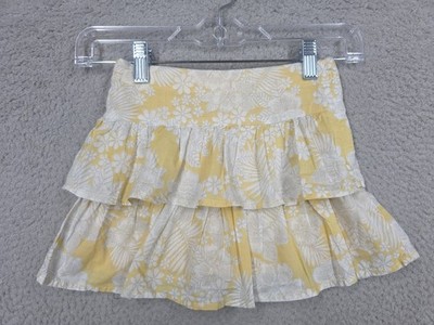 Janie & Jack Skirt Size 4 Tiered Yellow White Floral Print Layered Cotton Spring