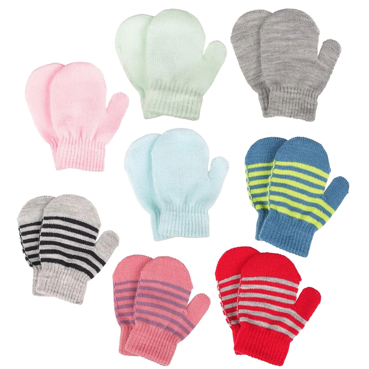 Guantes De Invierno Para Niños 1-4 Años - Pack De 6 Pares, Estampado Unicornio Arcoíris, Tejido Suave Y Elástico