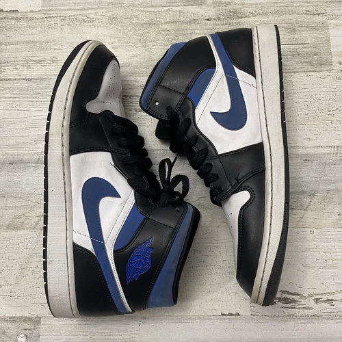Nike Air Jordan 1 Mid White Black Racer Blue 2021 554724-140 Mens Size 13