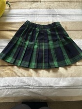 Green Navy Plaid Skirt Pleated Mini Preppy Coquette School Style