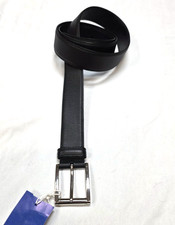 PRADA Men's Black Leather Dress Belt Men's 40 XL 100 CM Metal Buckle ITALY MADE