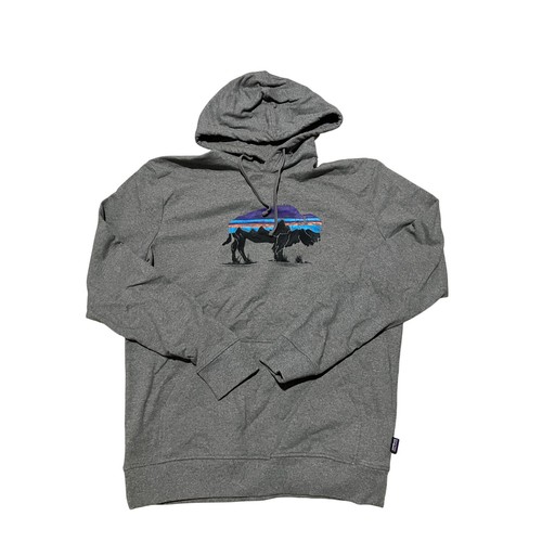 Patagonia Mens Uprisal Hoodie Gray Bison Fitz Roy Graphic Sweatshirt Medium