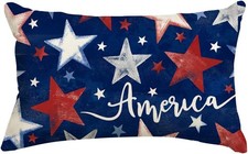 4th of July Pillow Covers 12x20 Inch,Patriotic 20" x 12" Pack of 1 Blue