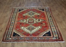 Vintage Worn Hand Made Traditional Oriental Wool Red Rug 240 X 163 CM