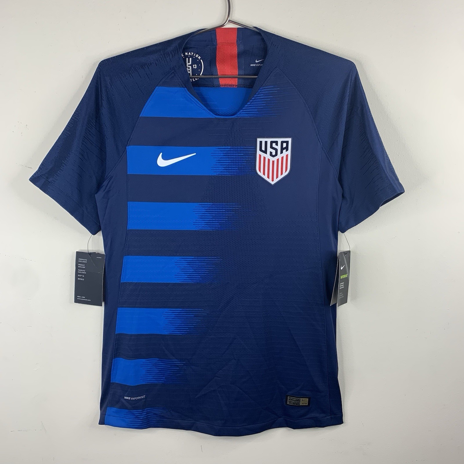 Nike USA Soccer Jersey Mens Small Vapor Match 2018 Away Blue USMNT Futbol Shirt