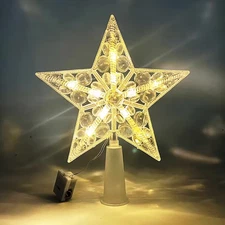Christmas Tree Topper Star Warm White Light Christmas Tree Decor for Christmas
