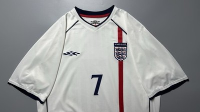 ENGLAND UMBRO 2002 WORLD CUP FOOTBALL SOCCER HOME JERSEY #7
