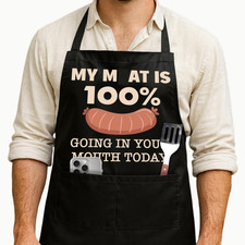 Funny Black Grill Apron with Pockets for Man,Dad,Husband,Father in Law,Chef Dadd