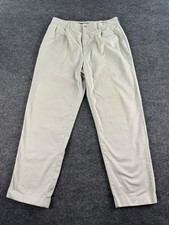 Vintage Polo Ralph Lauren Pants Men 36x31 Khaki Solid Canvas Pleated Chino FLAW 