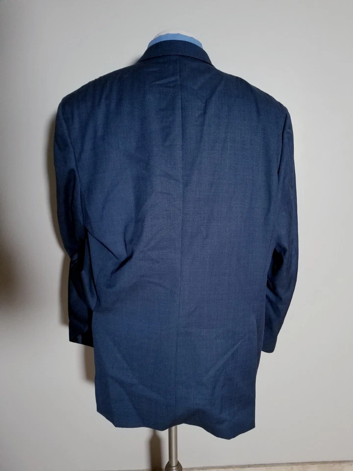 Blazer Abrigo Deportivo 50L Lubiam Azul Negro Textura Micro Cuadros Lana Chaqueta Foto 4 de 4