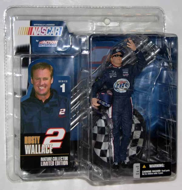 NASCAR #2 °Rusty Wallace° 1/9 Action MC FARLANE Fahrerfigur mit Helm NEU & OVP - Bild 2 von 2