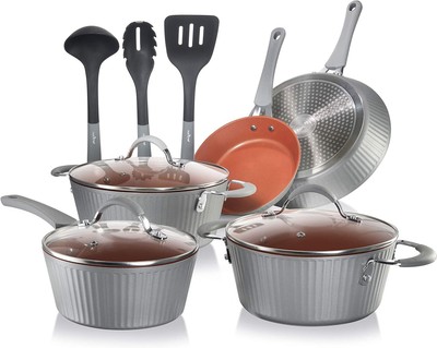 NutriChef Nonstick Cookware Excilon |Home Kitchen Ware Set with Saucepan, Frying