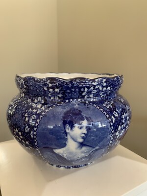 Rowland & Marsellus NY Staffordshire Blue & White Women Portraits Bowl Made US