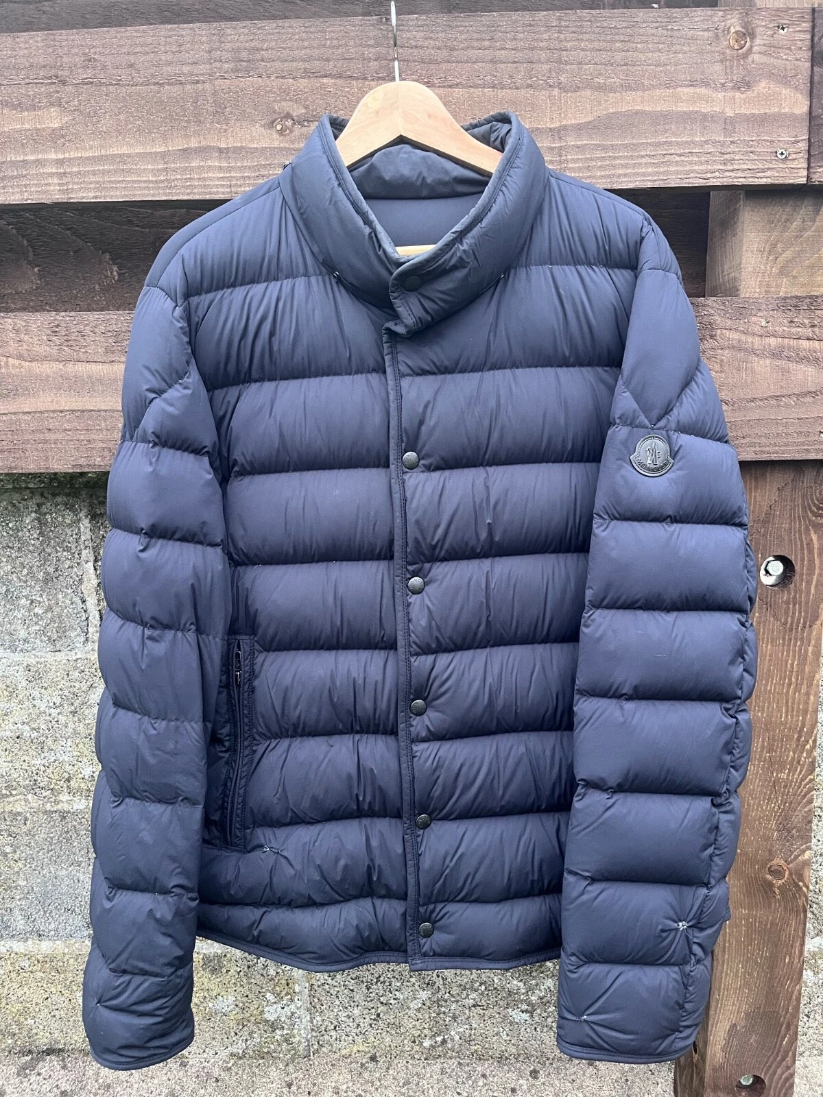 Cappotto Moncler Nazaire con cappuccio Navy Taglia 5 (XL)