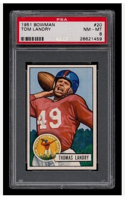 1951 Bowman Tom Landry Rc Rookie #20 PSA 8 NM MT    LOW POP
