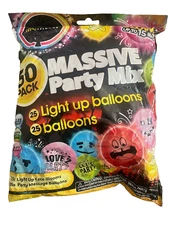 ILLOOMS MASSIVE PARTY MIX  25 LIGHT UP BALLOONS  25 BALLOONS PACK OF 50