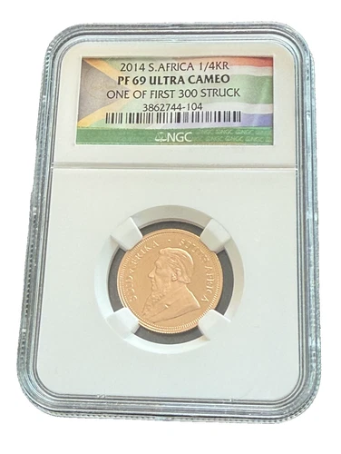 South Africa 2014 Gold 1/4 oz 1/4 Krugerrand NGC PF69UC