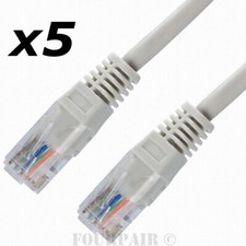 5 Pack Lot - 3ft CAT5e Ethernet Network LAN Router Patch Cable Cord Wire Gray