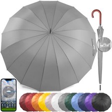 Large Windproof Umbrella for 2 People, 54 Inch, Grey, Aluminum Frame, 16 Ribs...